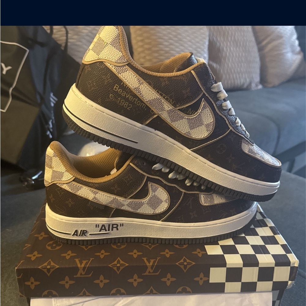 Brown and Cream Sneakers custom Air Force One Nikes